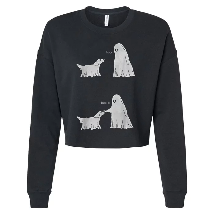 Halloween Boo Boop Ghost Dog Cropped Pullover Crew