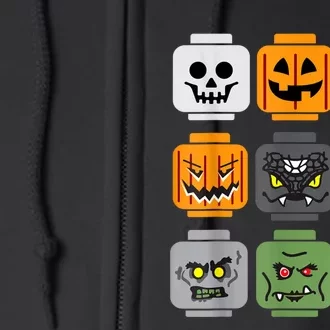 Halloween Building Brick Head Pumpkin Ghost Zombie Friends Full Zip Hoodie