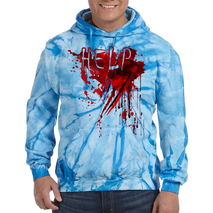 Help Bloody Blood Splatter Halloween Blood Stained Horror Tie Dye Hoodie