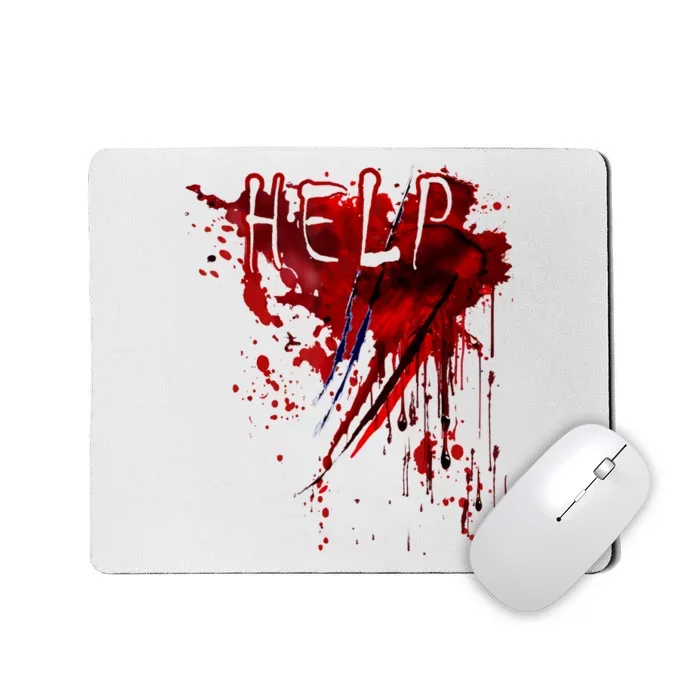 Help Bloody Blood Splatter Halloween Blood Stained Horror Mousepad