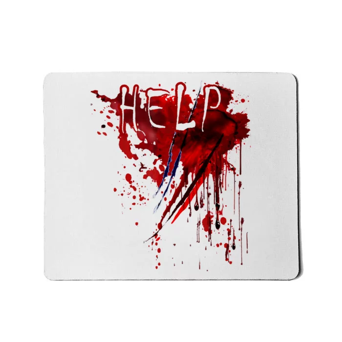 Help Bloody Blood Splatter Halloween Blood Stained Horror Mousepad