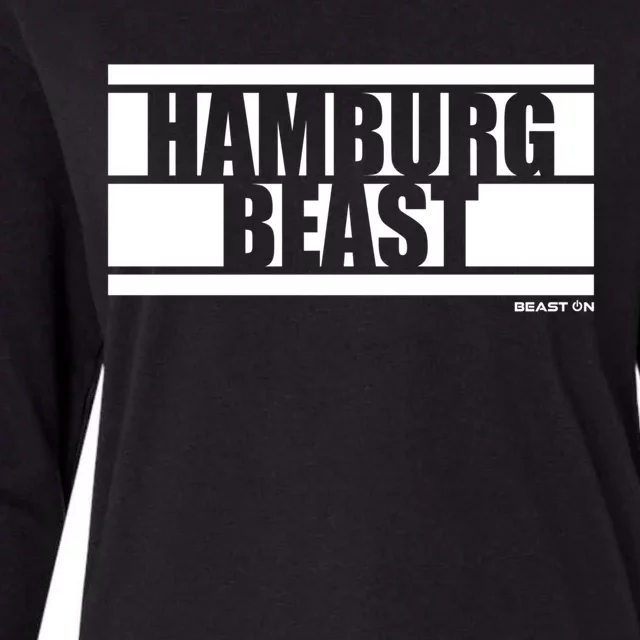 Hamburg Beast Bodybuilding Fitness Gym Motivation Sayings Gift Womens Cotton Relaxed Long Sleeve T-Shirt