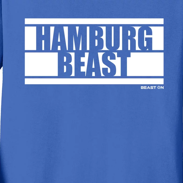 Hamburg Beast Bodybuilding Fitness Gym Motivation Sayings Gift Kids Long Sleeve Shirt