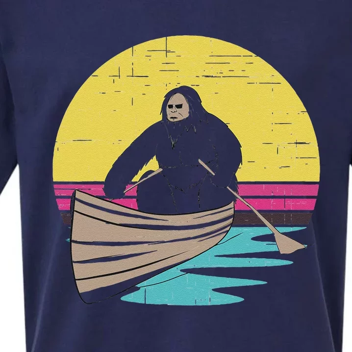 Halloween Bigfoot Boat Yeti Sasquatch For Paranormal Buffs Sueded Cloud Jersey T-Shirt