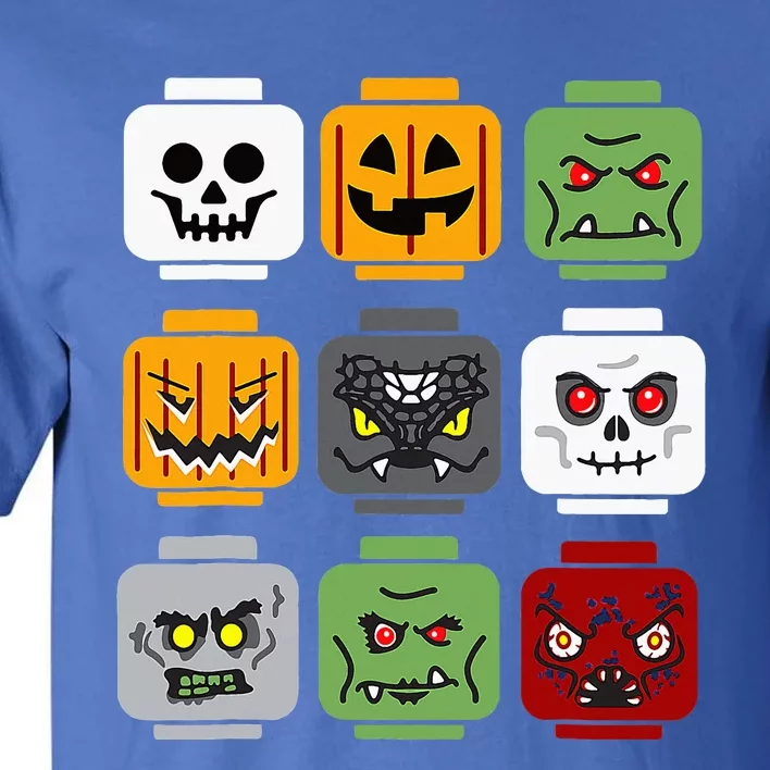 Halloween Building Brick Head Pumpkin Ghost Zombie Friends Tall T-Shirt