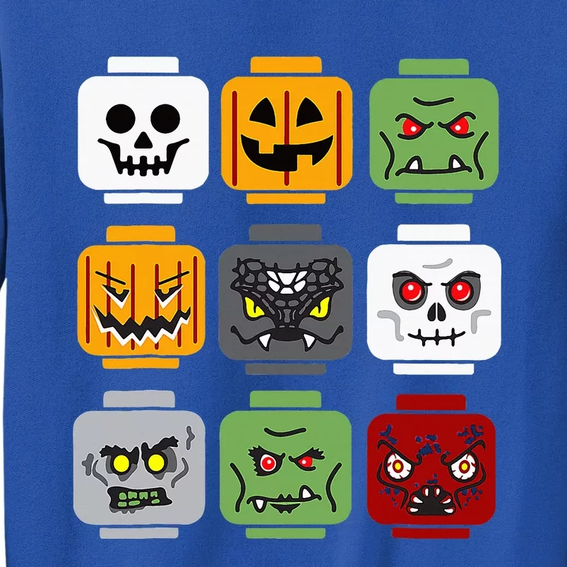 Halloween Building Brick Head Pumpkin Ghost Zombie Friends Tall Sweatshirt