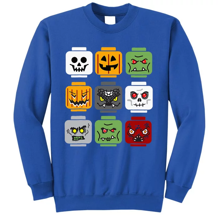 Halloween Building Brick Head Pumpkin Ghost Zombie Friends Tall Sweatshirt