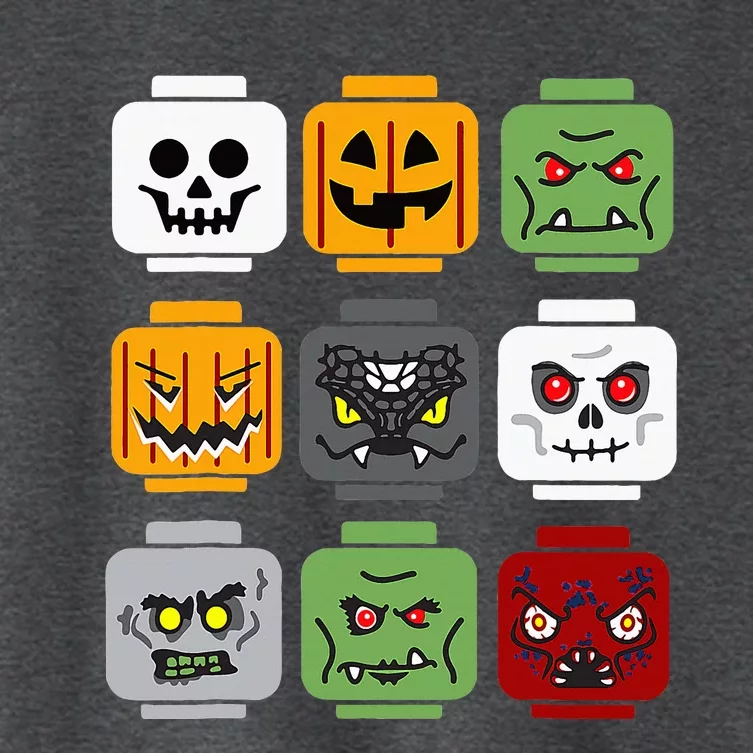 Halloween Building Brick Head Pumpkin Ghost Zombie Friends Women's Crop Top Tee