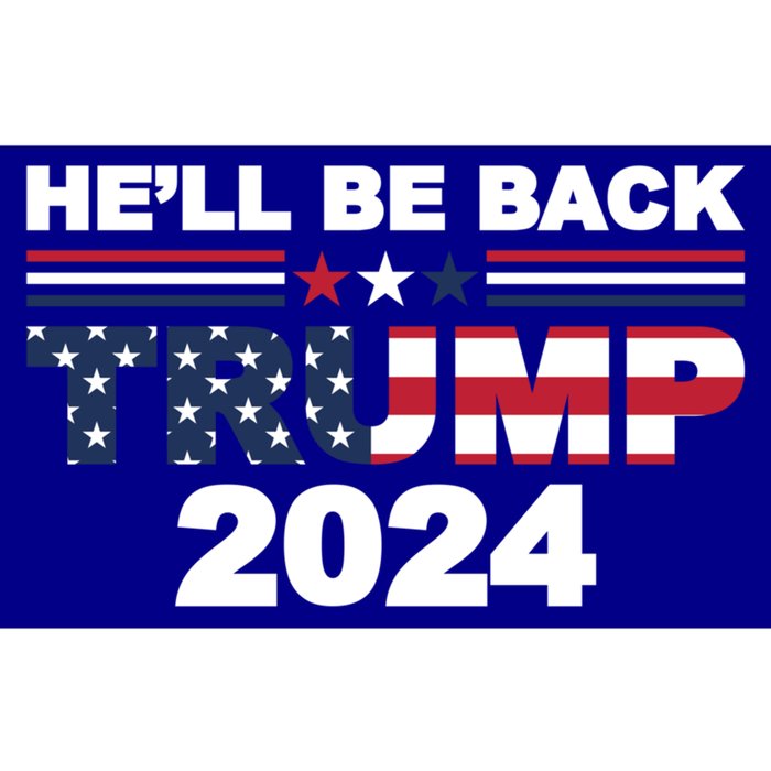 HeLl Be Back Trump 2024 American Flag Vintage Gift Bumper Sticker