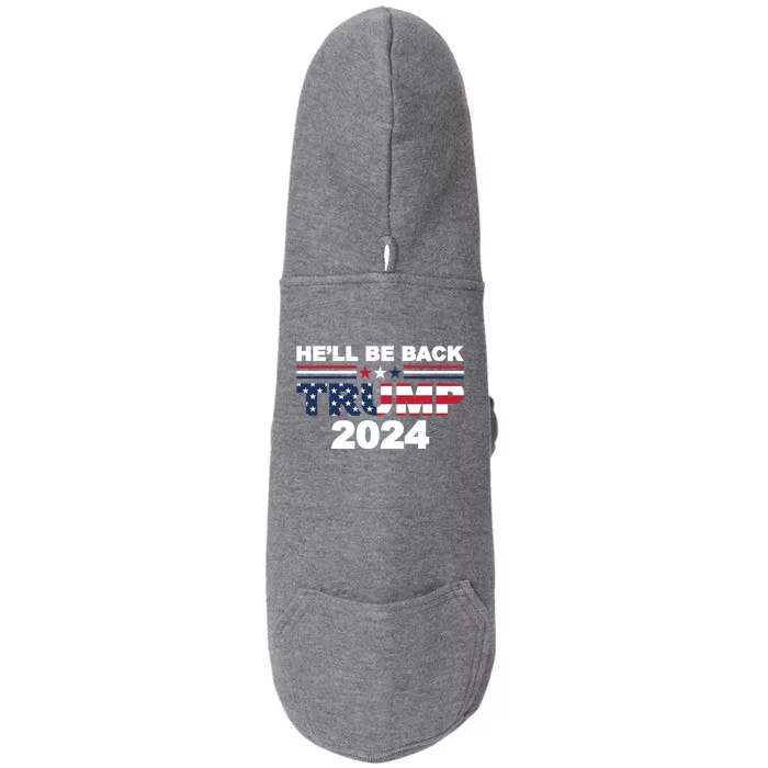 HeLl Be Back Trump 2024 American Flag Vintage Gift Doggie 3-End Fleece Hoodie