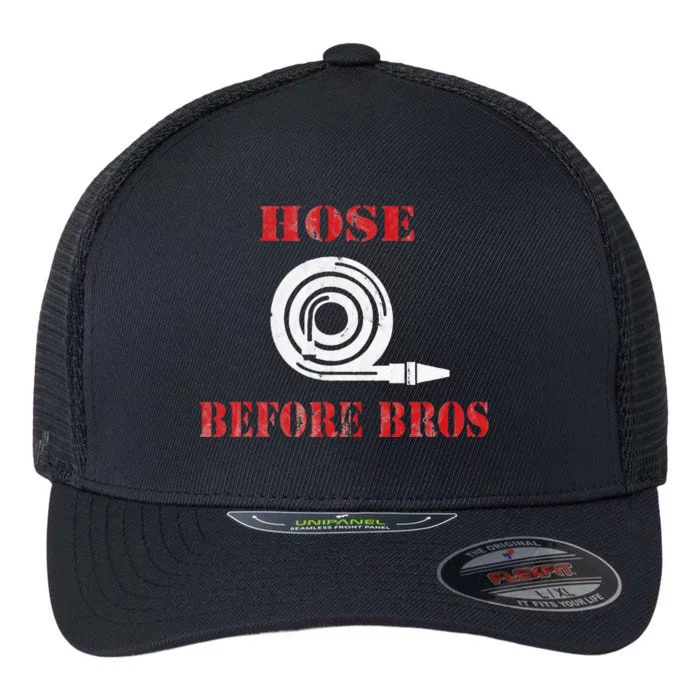 Hose Before Bros Gift For Firefighter Fire Chief Flexfit Unipanel Trucker Cap