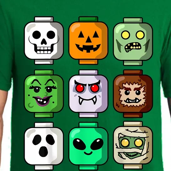 Halloween Building Brick Head Pumpkin Ghost Zombie Pajama Set