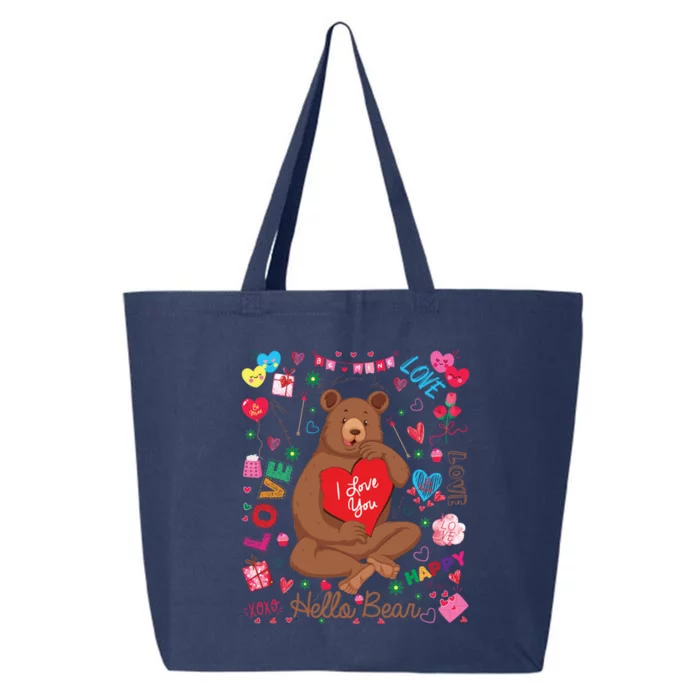 Hello Brown Bear Lover Notes Valentine's Day Gift 25L Jumbo Tote