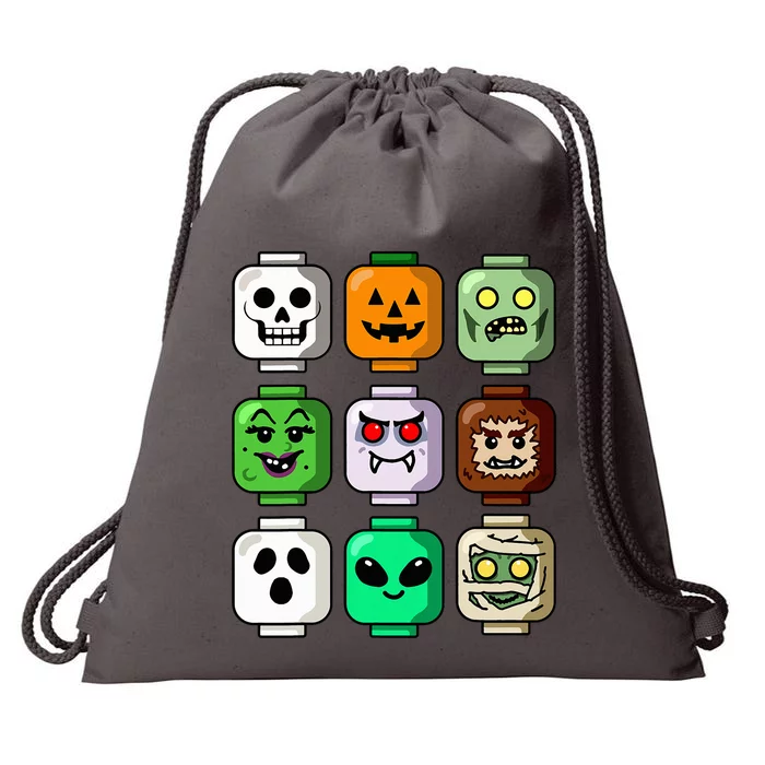 Halloween Building Brick Head Pumpkin Ghost Zombie Drawstring Bag