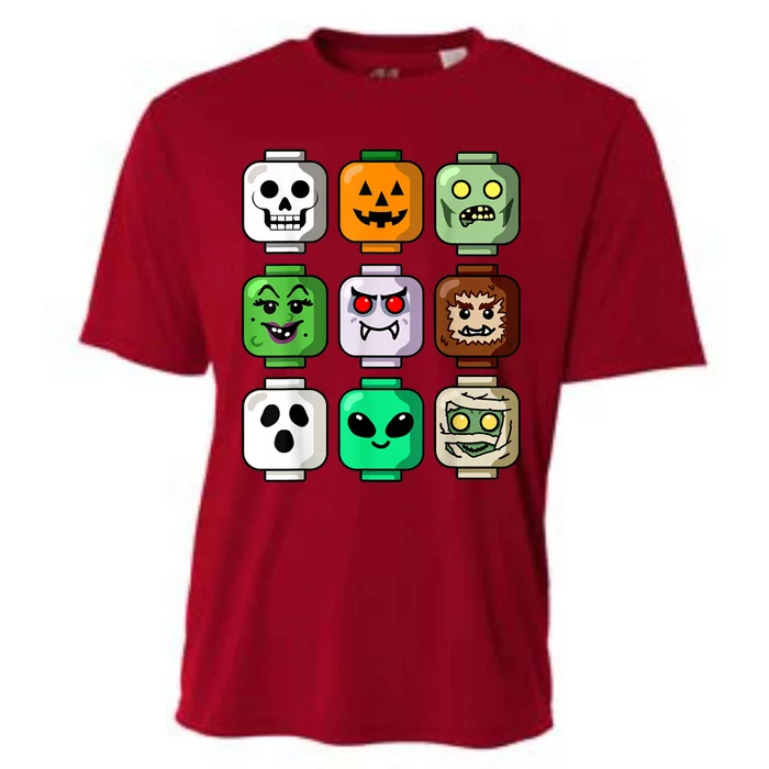 Halloween Building Brick Head Pumpkin Ghost Zombie Cooling Performance Crew T-Shirt