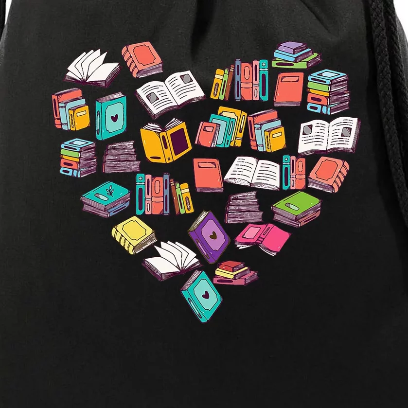 Heart Bookshelf Book Lover School Librarian Library Drawstring Bag