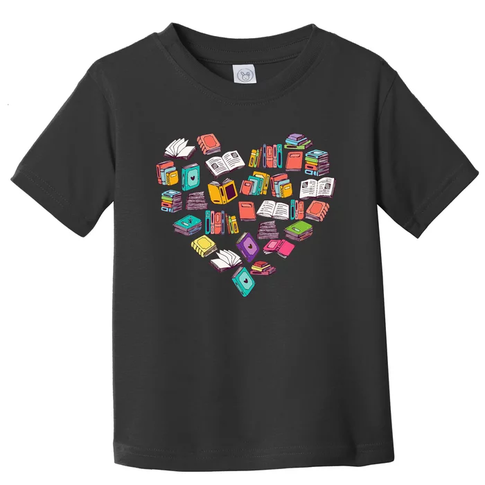 Heart Bookshelf Book Lover School Librarian Library Toddler T-Shirt