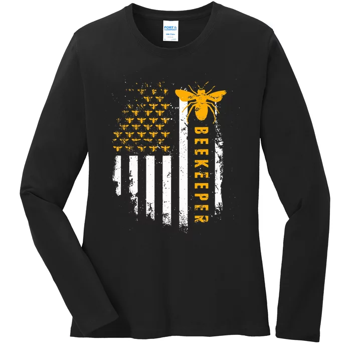 Honey Bee beekeeping hive Beekeeper Ladies Long Sleeve Shirt