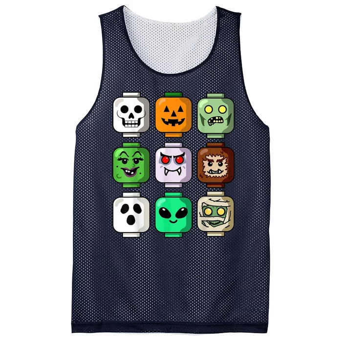 Halloween Building Brick Head Pumpkin Ghost Zombie Mesh Reversible Basketball Jersey Tank