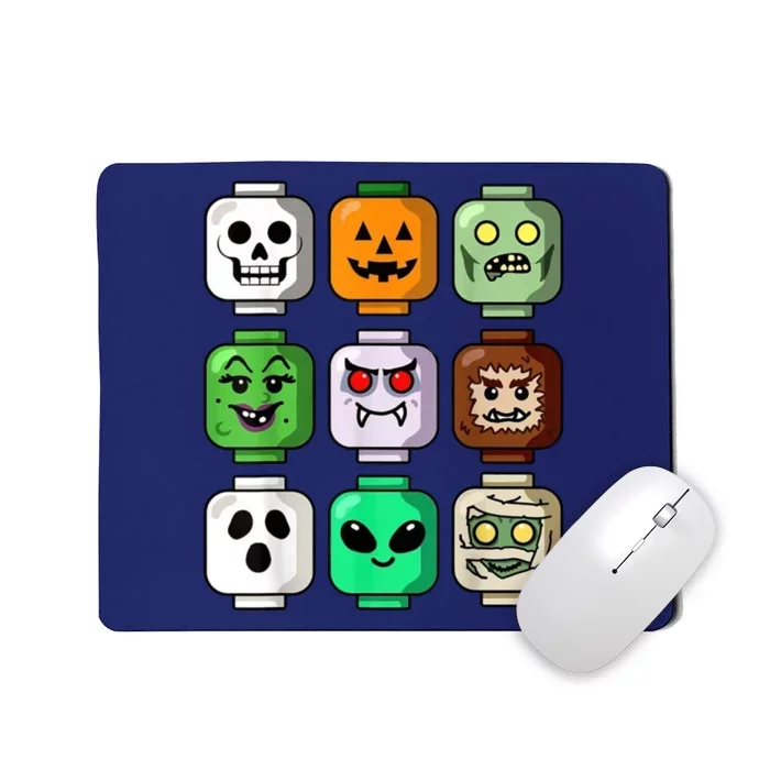 Halloween Building Brick Head Pumpkin Ghost Zombie Mousepad