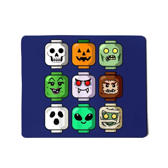 Halloween Building Brick Head Pumpkin Ghost Zombie Mousepad