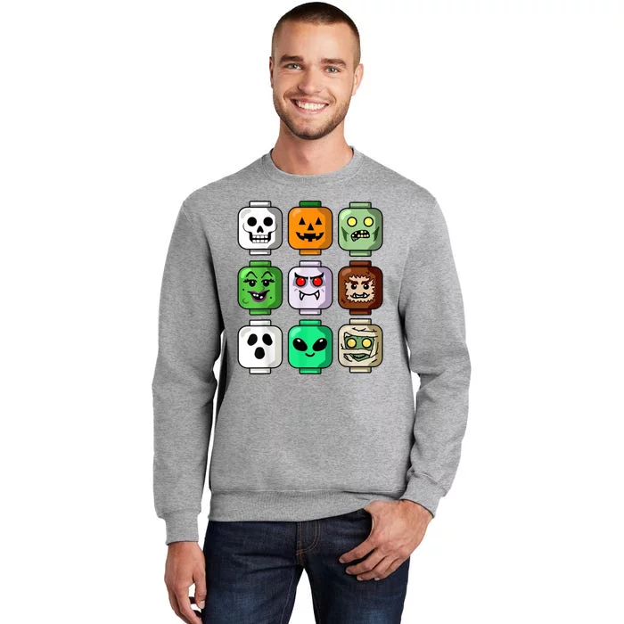 Halloween Building Brick Head Pumpkin Ghost Zombie Sweatshirt