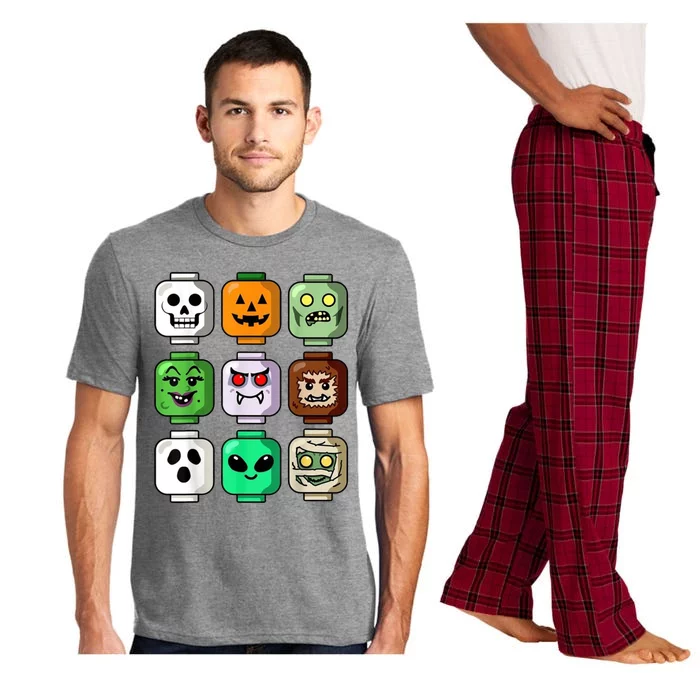 Halloween Building Brick Head Pumpkin Ghost Zombie Pajama Set