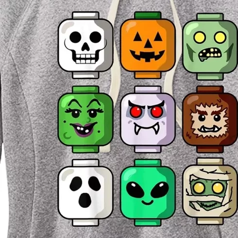 Halloween Building Brick Head Pumpkin Ghost Zombie Women's Fleece Hoodie