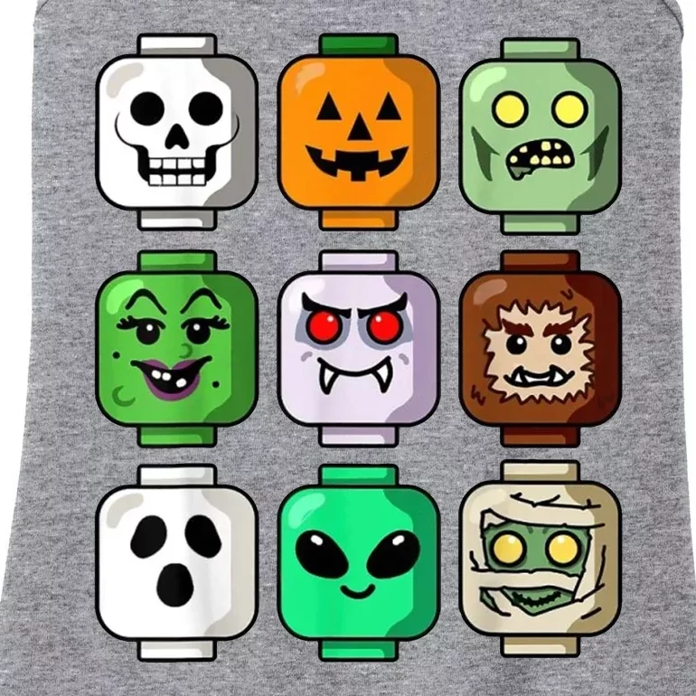 Halloween Building Brick Head Pumpkin Ghost Zombie Ladies Essential Tank