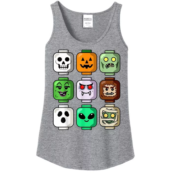 Halloween Building Brick Head Pumpkin Ghost Zombie Ladies Essential Tank