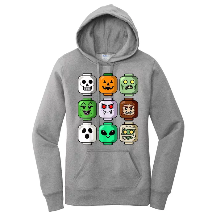 Halloween Building Brick Head Pumpkin Ghost Zombie Women's Pullover Hoodie