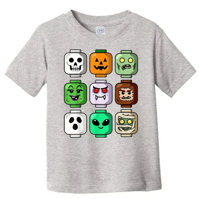 Halloween Building Brick Head Pumpkin Ghost Zombie Toddler T-Shirt