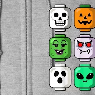 Halloween Building Brick Head Pumpkin Ghost Zombie Full Zip Hoodie