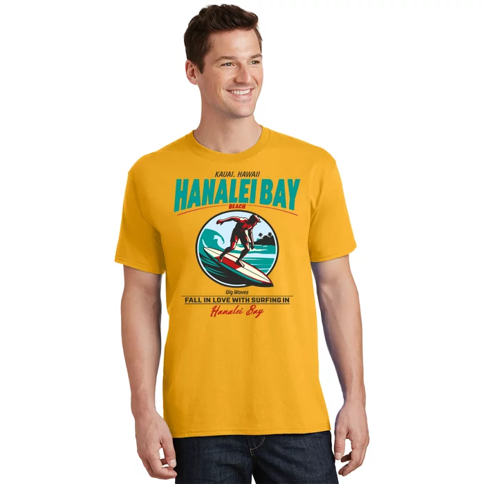 Hanalei Beach Bay Surfer Vintage T-Shirt