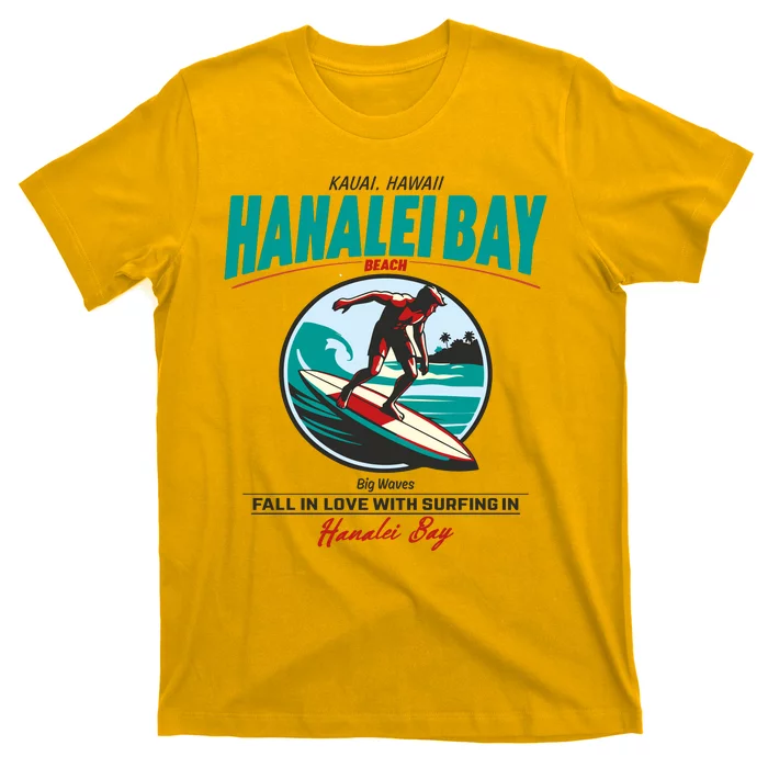 Hanalei Beach Bay Surfer Vintage T-Shirt