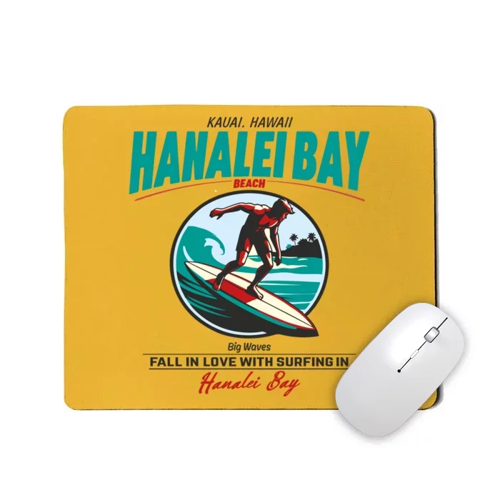 Hanalei Beach Bay Surfer Vintage Mousepad