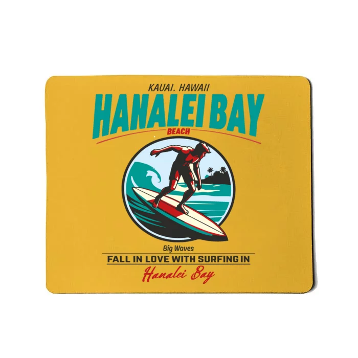 Hanalei Beach Bay Surfer Vintage Mousepad