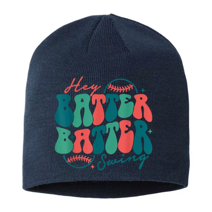 Hey Batter Batter Swing Funny Baseball Mom Mothers Day 8 1/2in Sustainable Knit Beanie