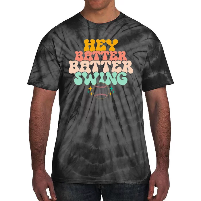 Hey Batter Batter Swing Funny Baseball Pitcher Support Tie-Dye T-Shirt