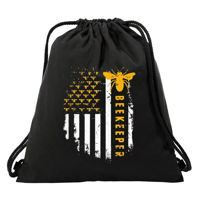 Honey Bee Beekeeping Flag US Beekeeper Drawstring Bag