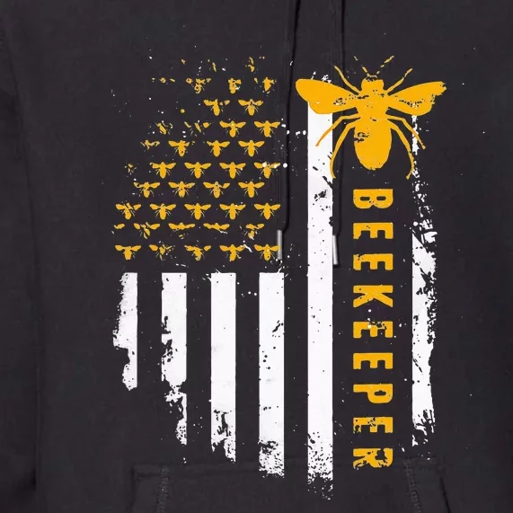 Honey Bee Beekeeping Flag US Beekeeper Premium Hoodie