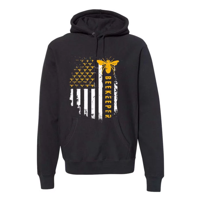 Honey Bee Beekeeping Flag US Beekeeper Premium Hoodie