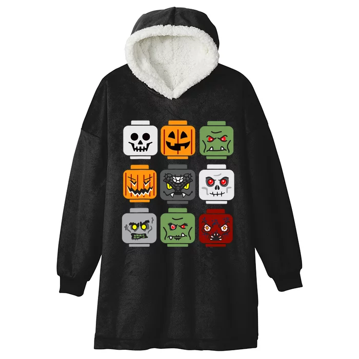 Halloween Building Brick Head Pumpkin Ghost Zombie Friends Hooded Wearable Blanket