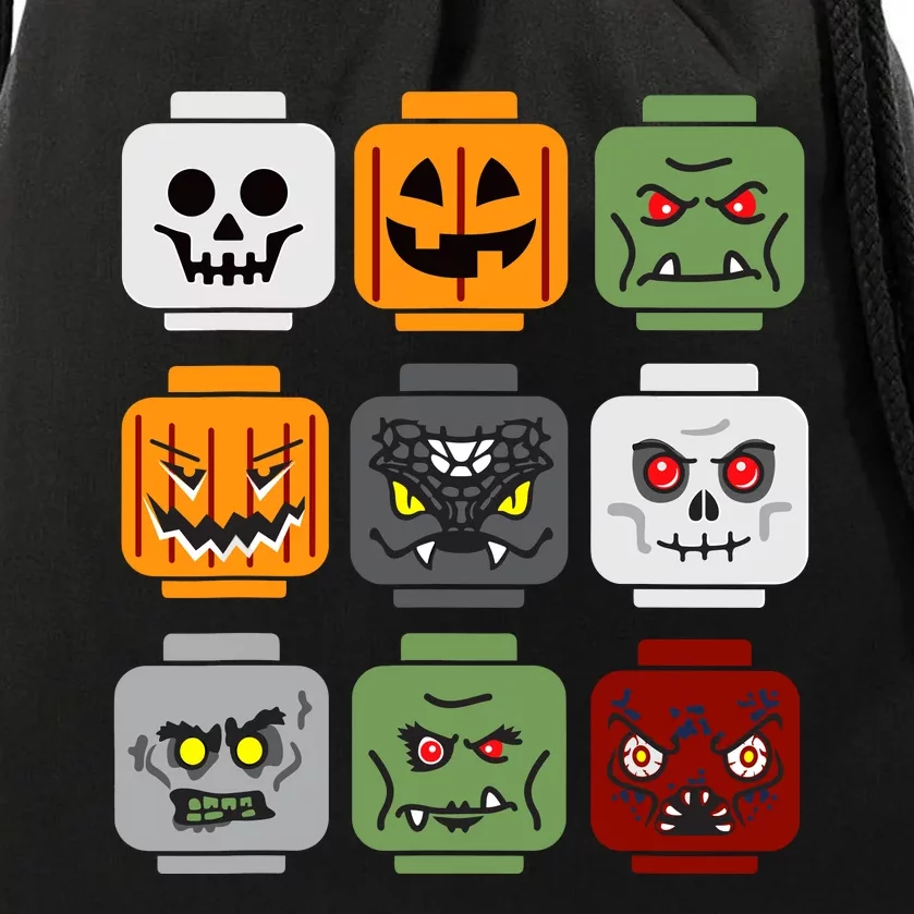 Halloween Building Brick Head Pumpkin Ghost Zombie Friends Drawstring Bag