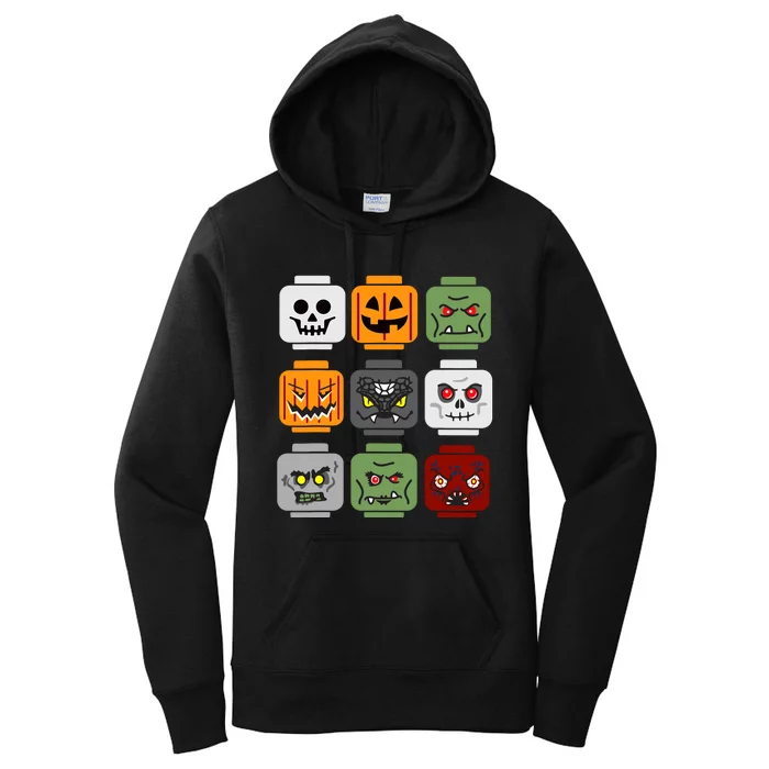 Halloween Building Brick Head Pumpkin Ghost Zombie Friends Women's Pullover Hoodie