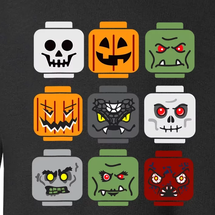 Halloween Building Brick Head Pumpkin Ghost Zombie Friends Toddler Sweatshirt