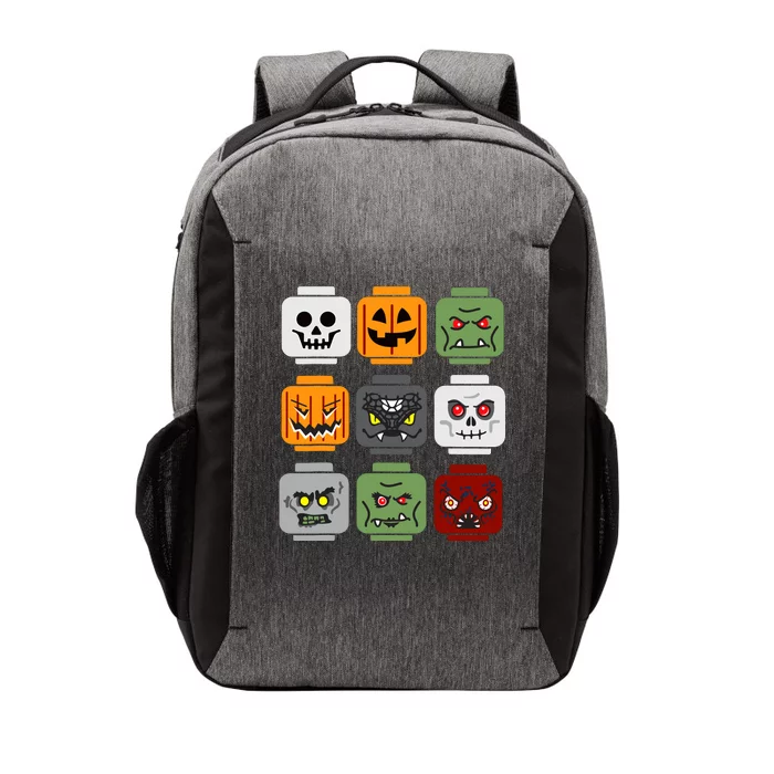 Halloween Building Brick Head Pumpkin Ghost Zombie Friends Vector Backpack