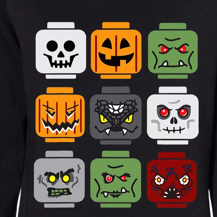 Halloween Building Brick Head Pumpkin Ghost Zombie Friends Womens California Wash Sweatshirt