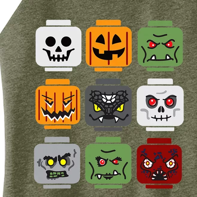 Halloween Building Brick Head Pumpkin Ghost Zombie Friends Women’s Perfect Tri Rocker Tank