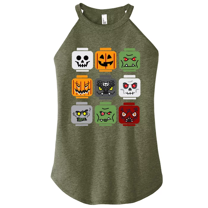 Halloween Building Brick Head Pumpkin Ghost Zombie Friends Women’s Perfect Tri Rocker Tank